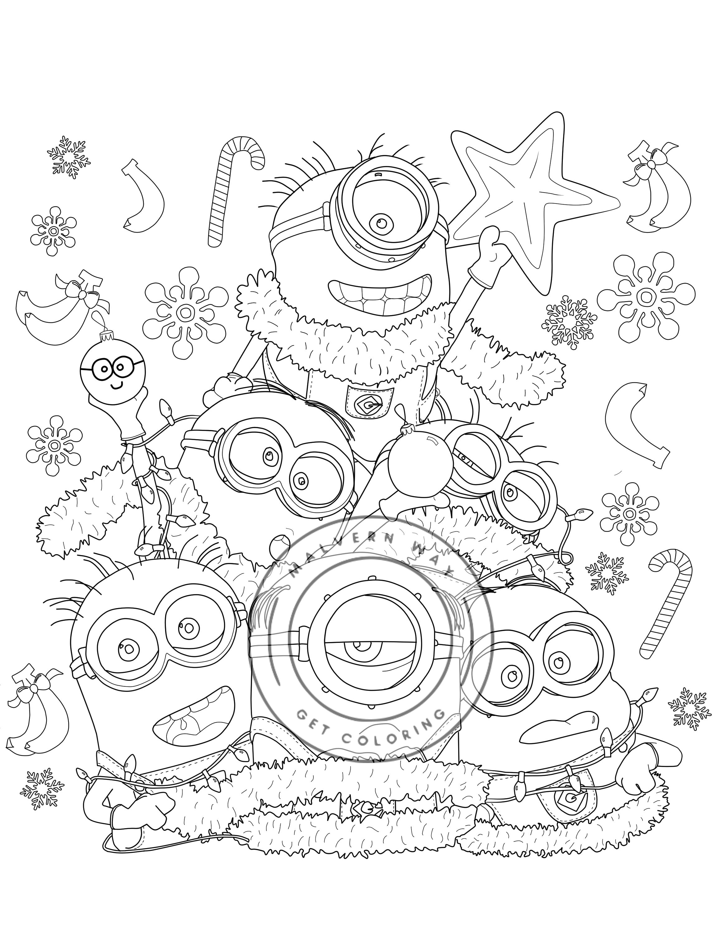 A very minions christmas coloring page