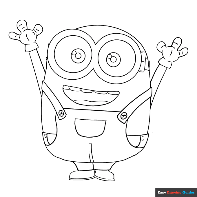 Bob the minion coloring page easy drawing guides