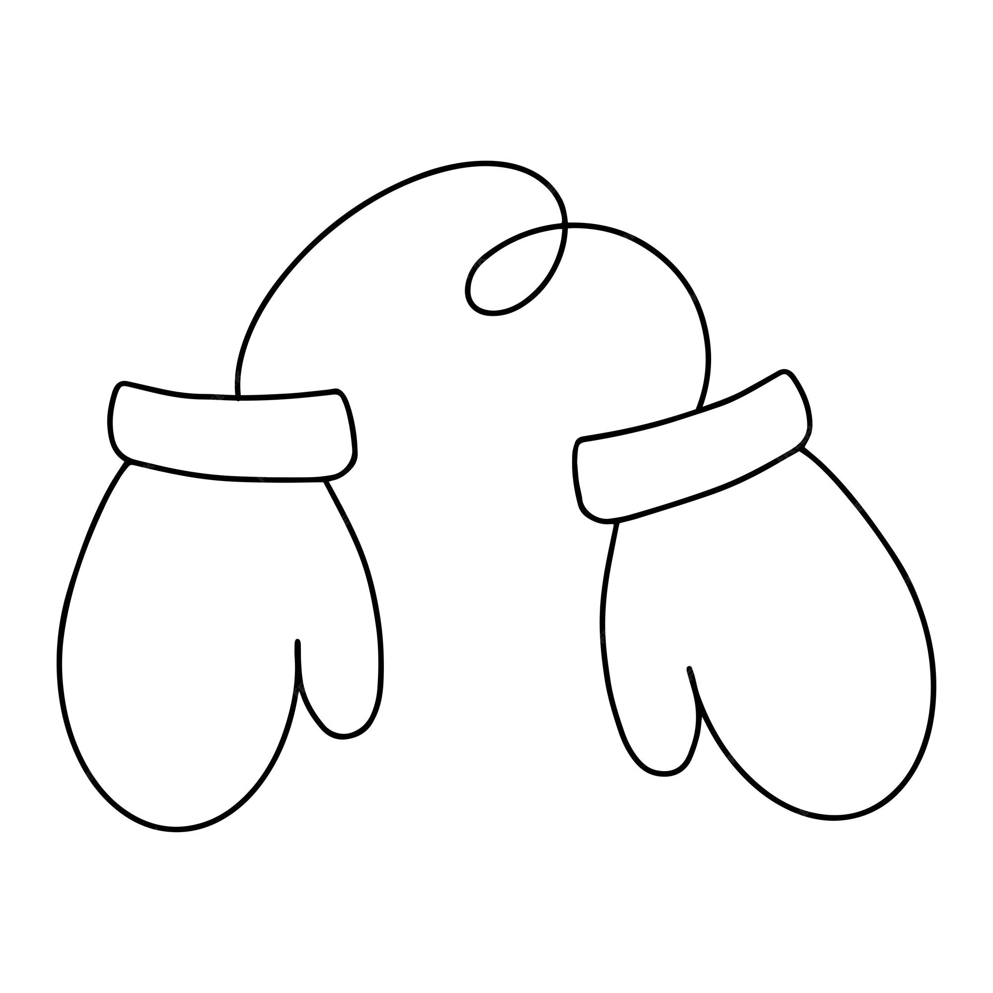 Premium vector coloring page of mittens on a thread winter mittens