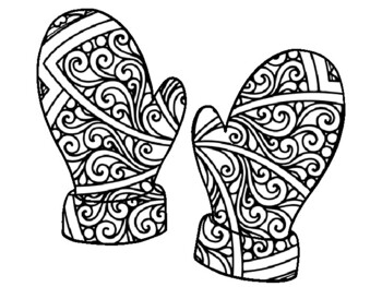 Christmas new year winter mittens coloring pages winter craft activity