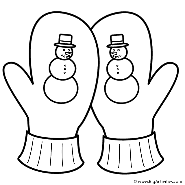 Crossed mittens with snowman