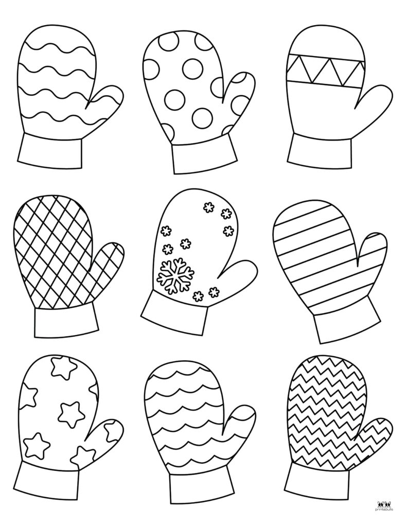 Mitten coloring pages templates