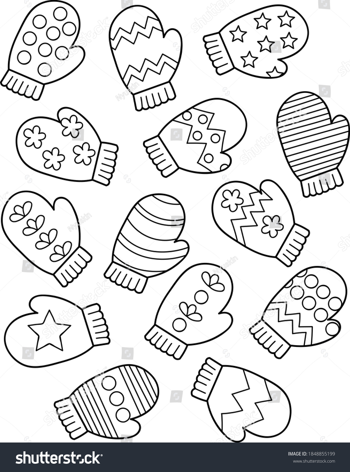 Coloring page outline cartoon set mittens ññððºðððñ ððµðºñðñððñ ðñðñððºð ððµð