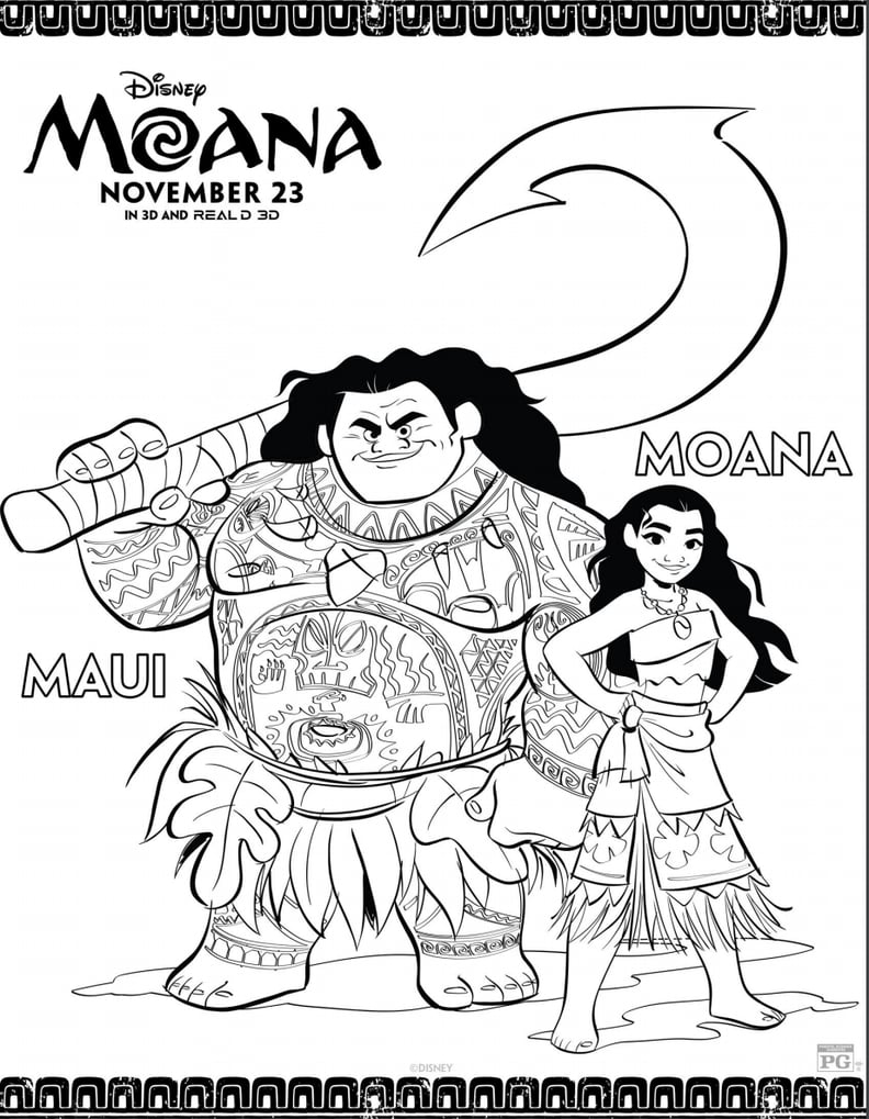Disneys printable moana and maui coloring pages family