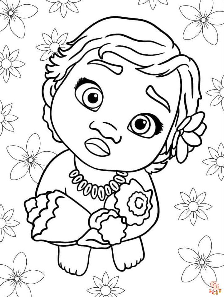 Explore the joy of coloring with baby moana coloring pages