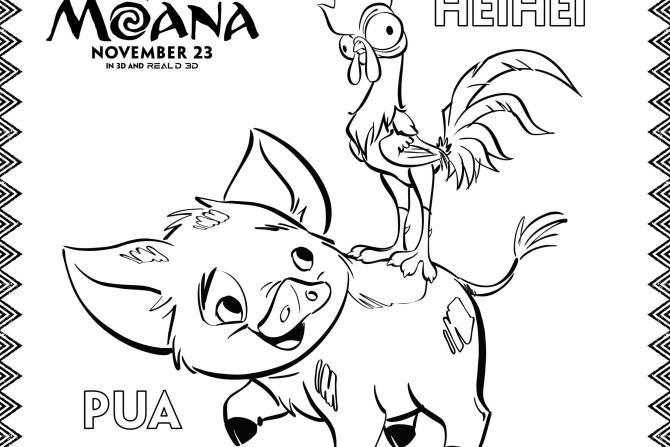 Moana coloring pages activity sheets