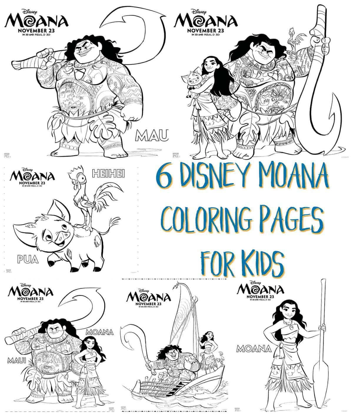 Disney moana coloring pages for kids