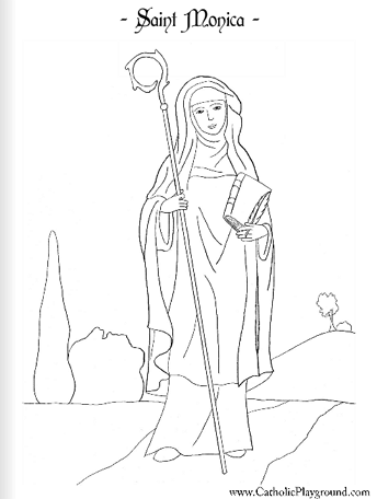 Saint monica coloring page august th â catholic playground