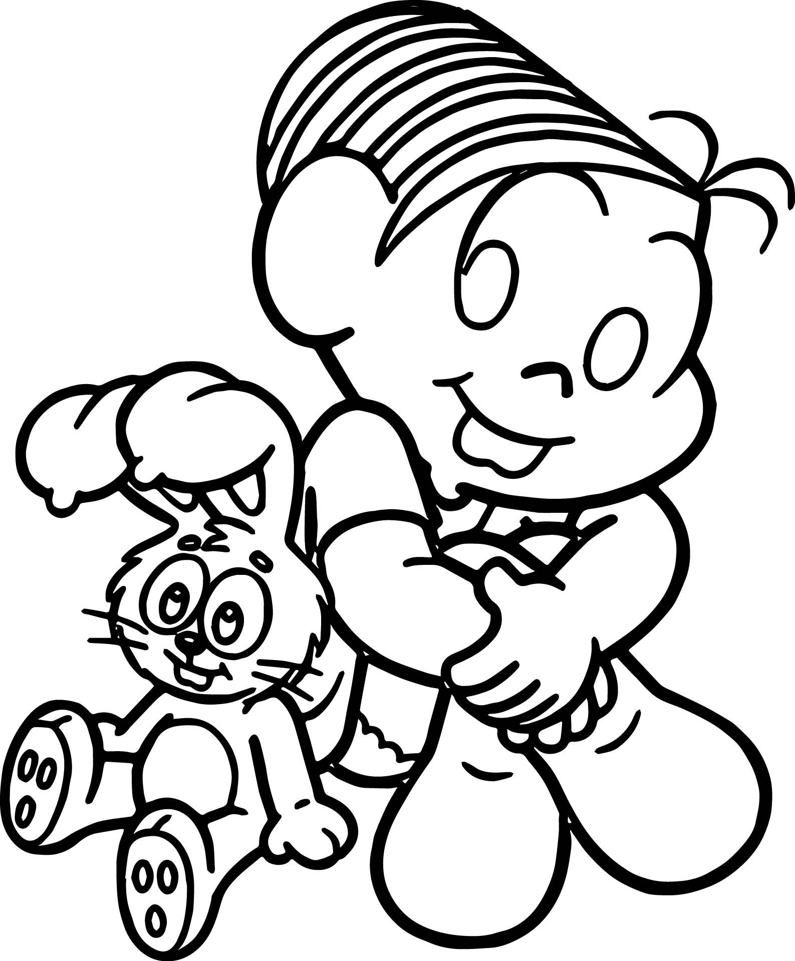 Girl monica and toy bunny cute coloring page