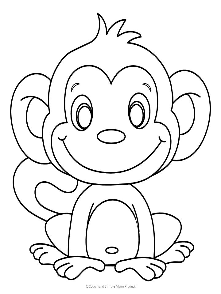 Cute baby monkey coloring page for kids monkey coloring pages free kids coloring pages kids colouring printables