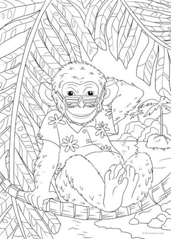 Monkey printable adult coloring page from favoreads coloring book pages for adults and kids coloring sheets colouring designs