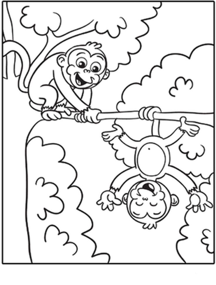 Monkey coloring pages pdf printable