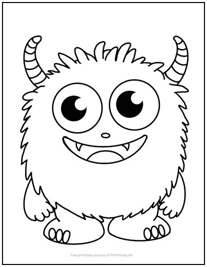 Furry monster coloring page print it free