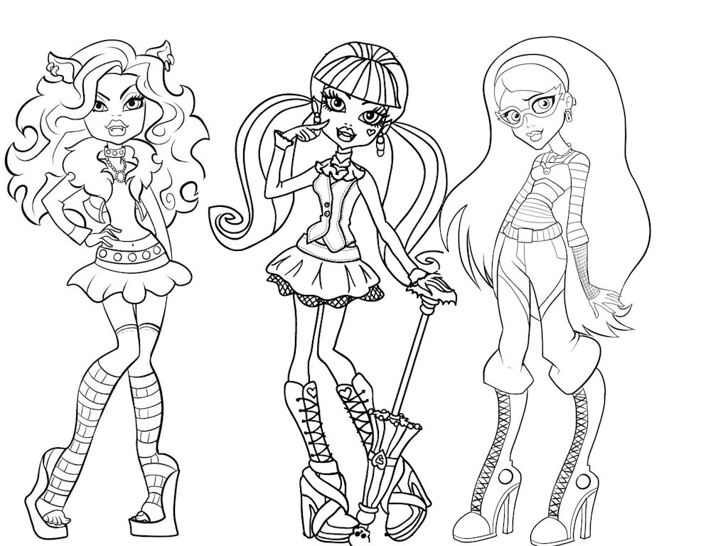 Monster high kids coloring pages