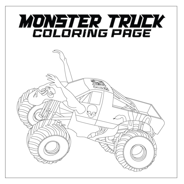 Premium vector monster truck coloring page for all ages