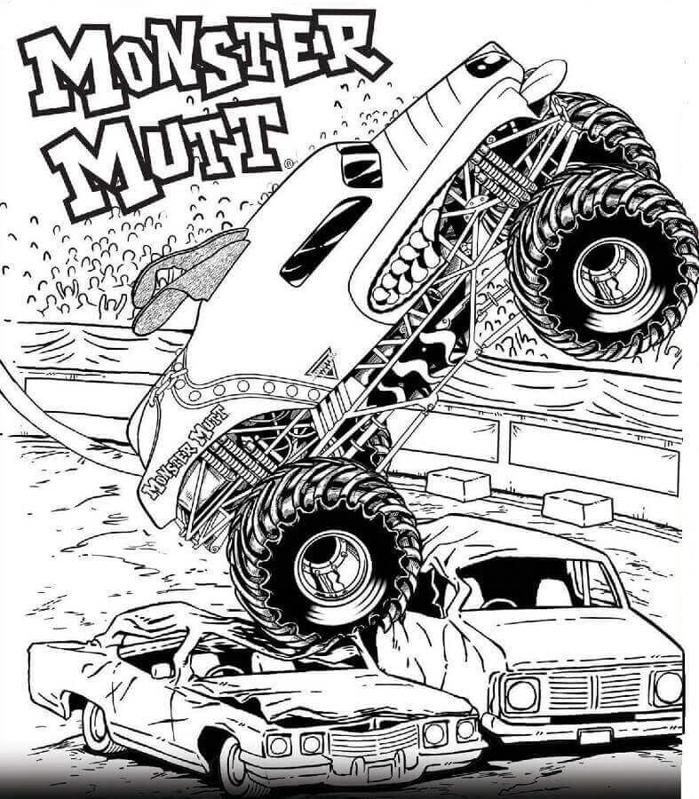 Free printable monster jam coloring pages monster mutt monster truck coloring pages truck coloring pages cars coloring pages