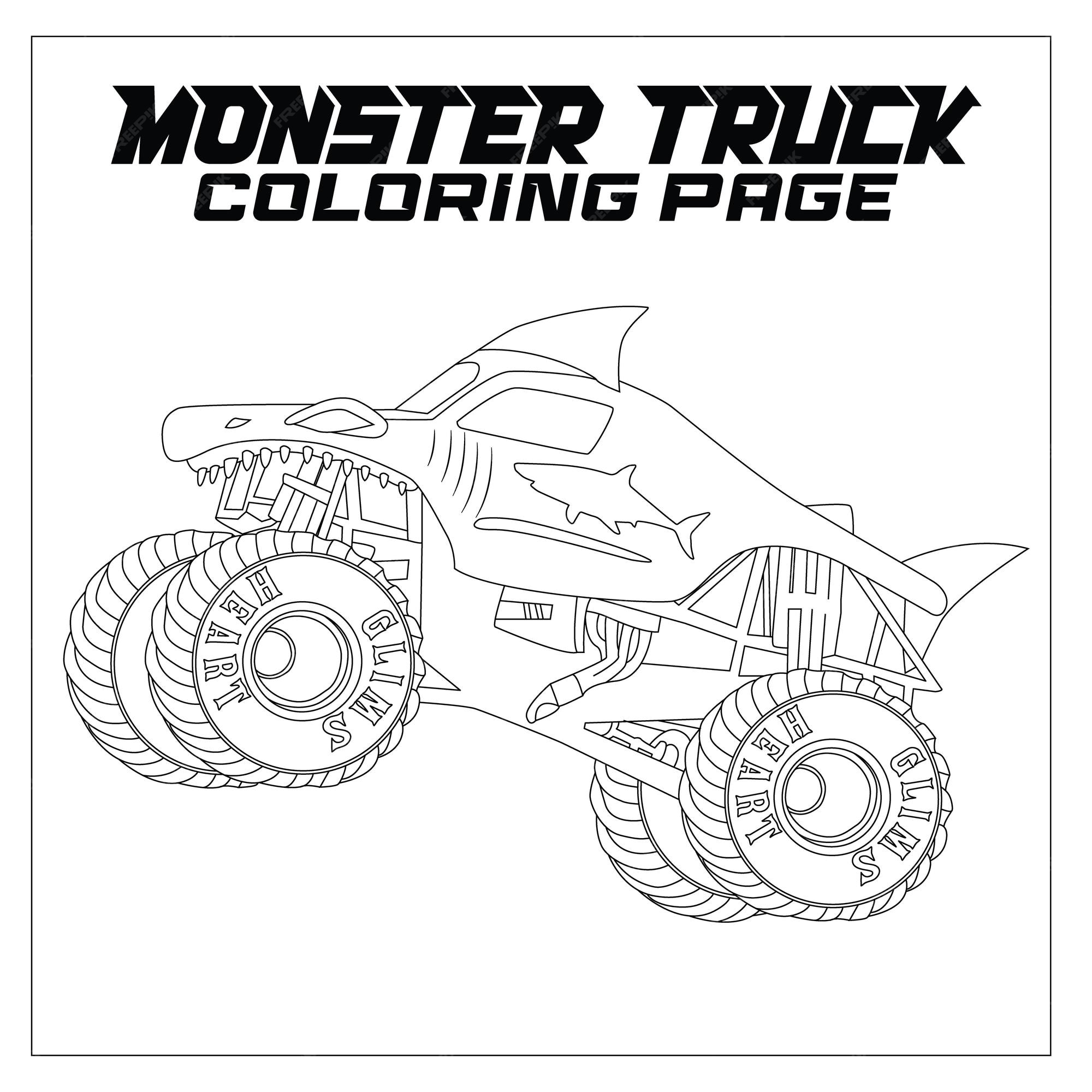Premium vector monster truck coloring page for all ages