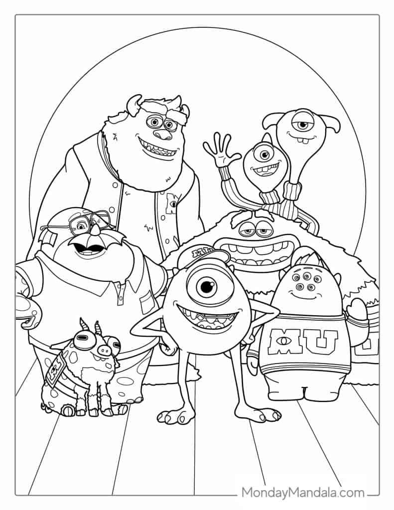 Monsters inc coloring pages free pdf printables