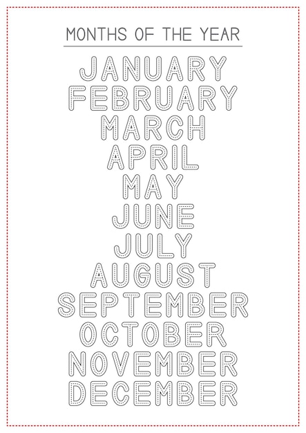 Premium vector children learning printable months of the year wipe clean poster