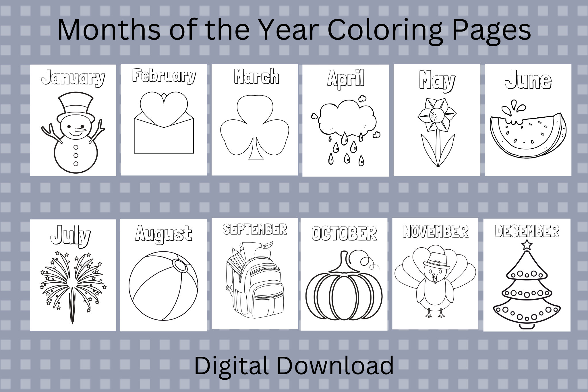 Months of the year printable coloring pages