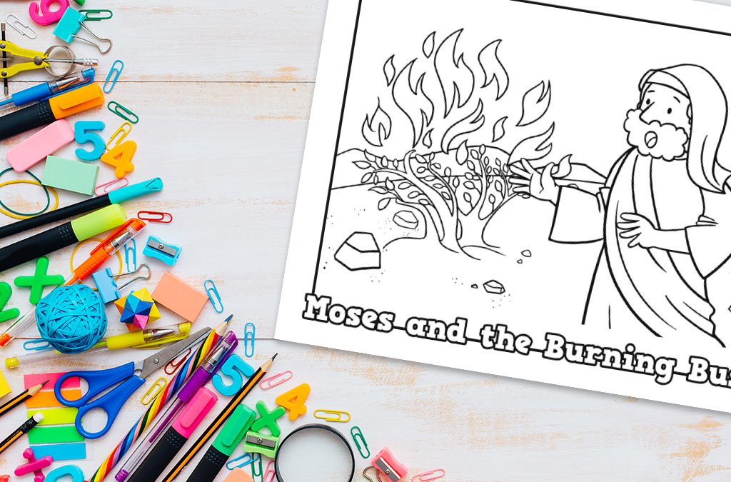 Moses and the burning bush printable coloring sheet â