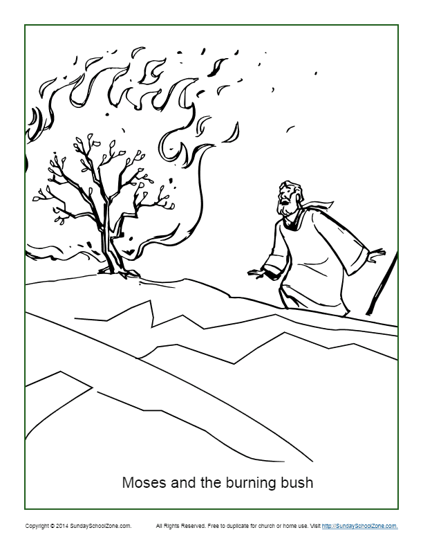 Moses and the burning bush coloring page