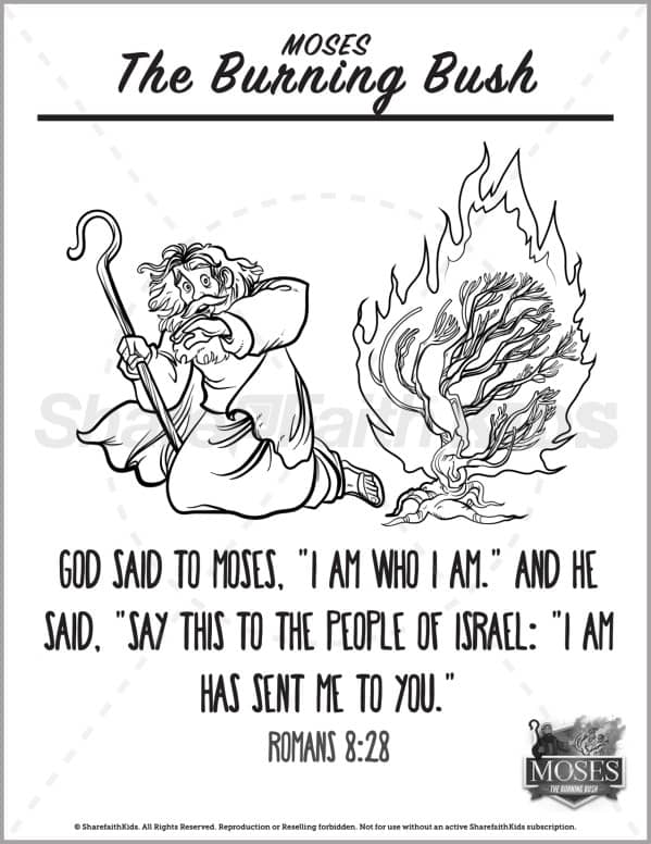 Exodus the burning bush preschool coloring pages â