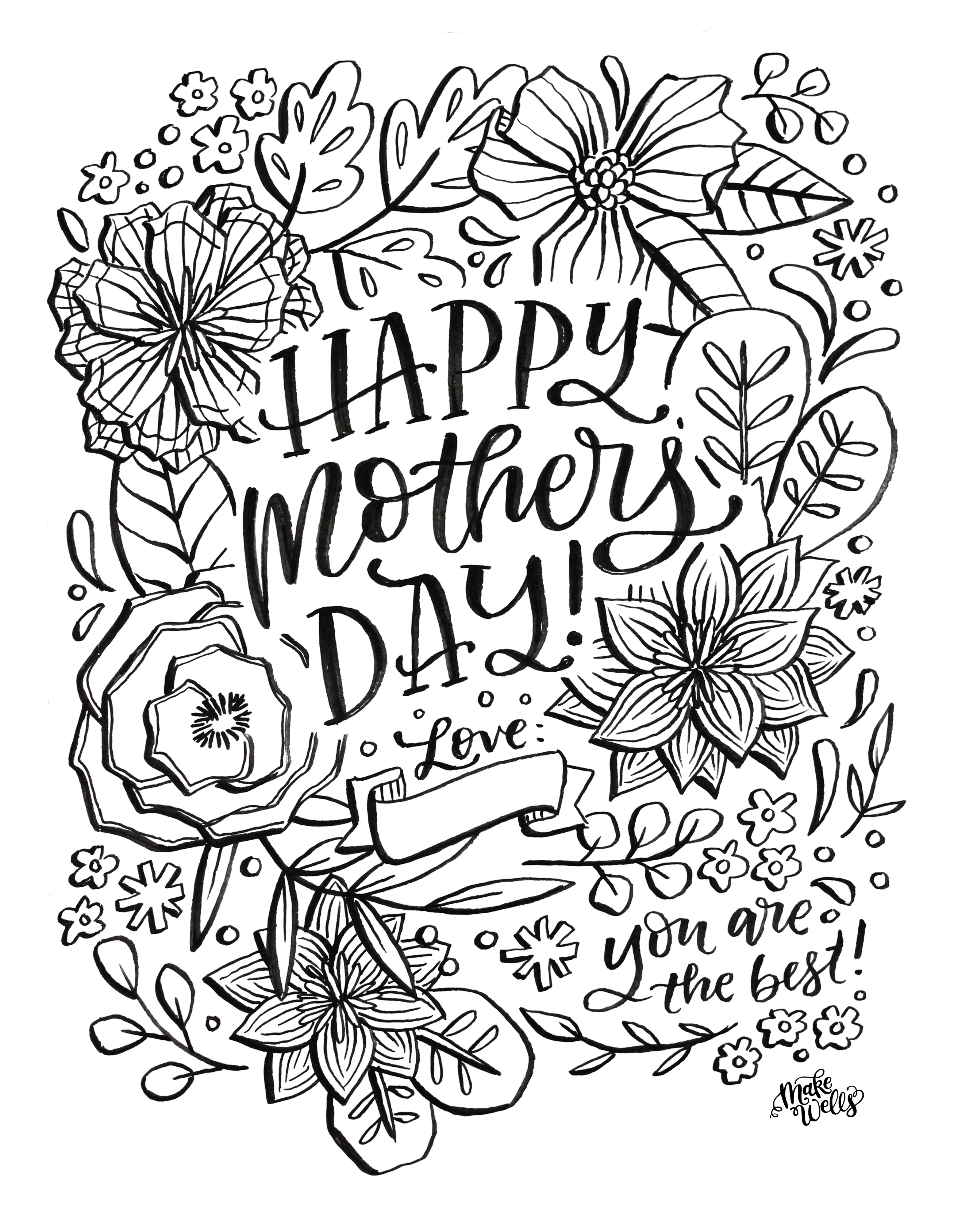 Mothers day coloring page