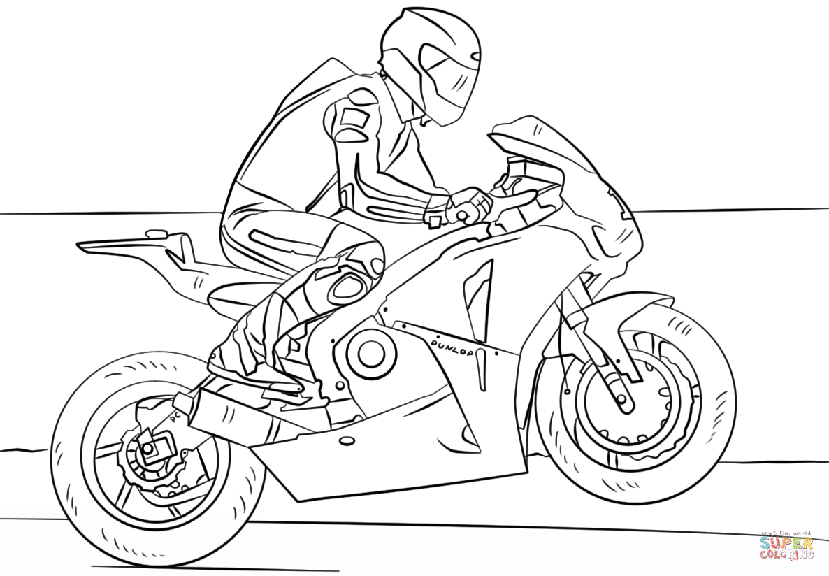 Racing motorcycle coloring page free printable coloring pages