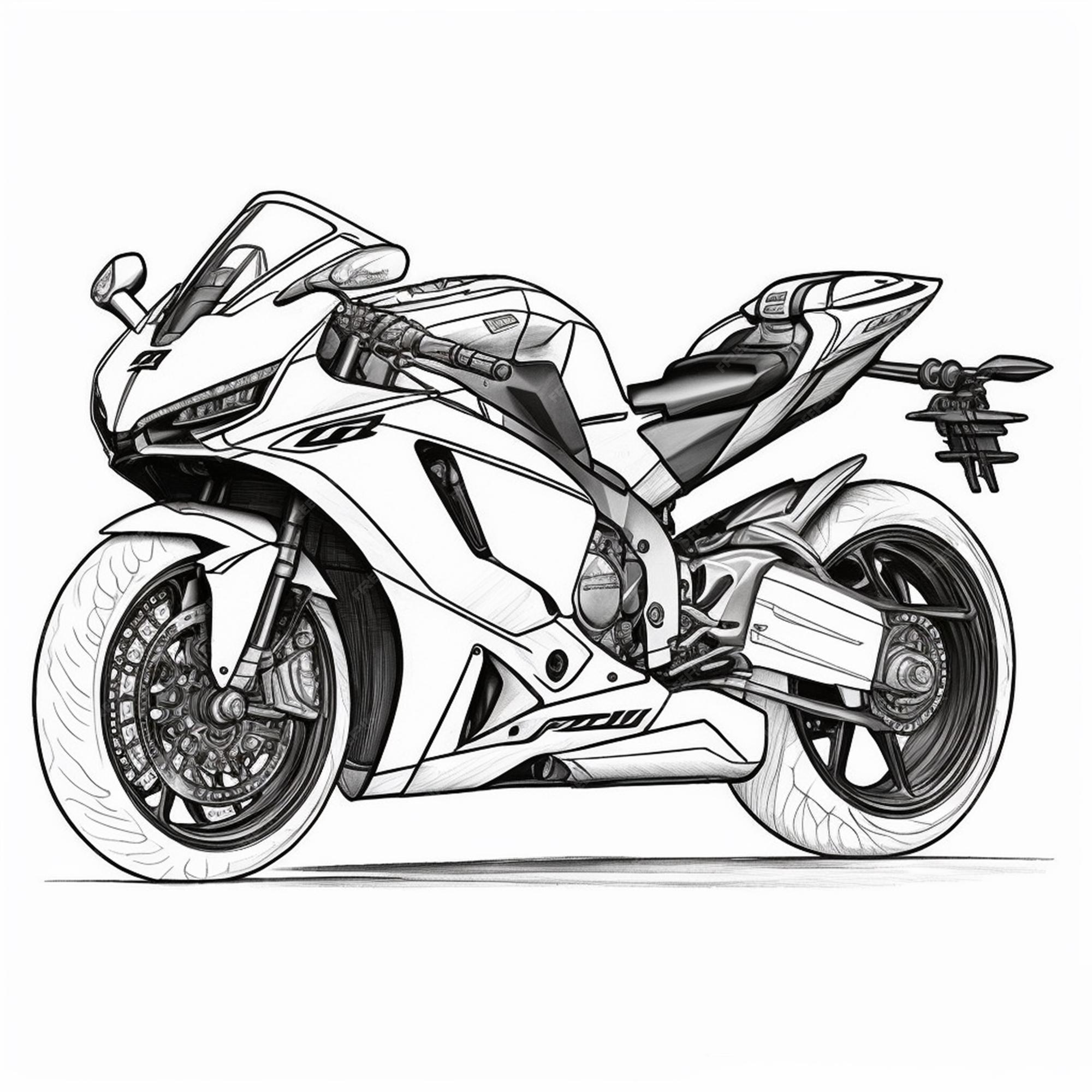 Premium photo motorcycle coloring page black and white for coloring book