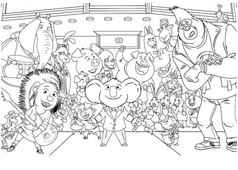 Sing movie characters coloring page free printable coloring pages