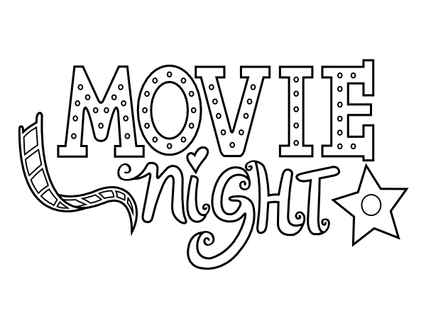 Printable movie night coloring page