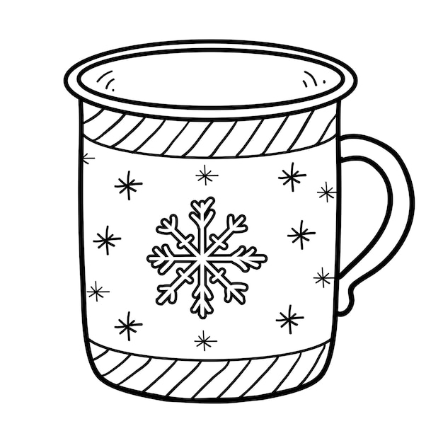 Premium vector coloring book for children cup with a snowflake