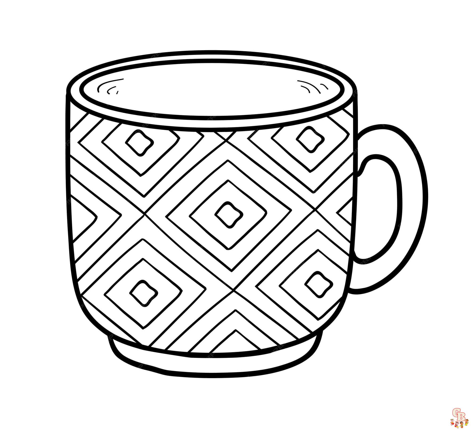 Printable cup coloring pages free for kids and adults