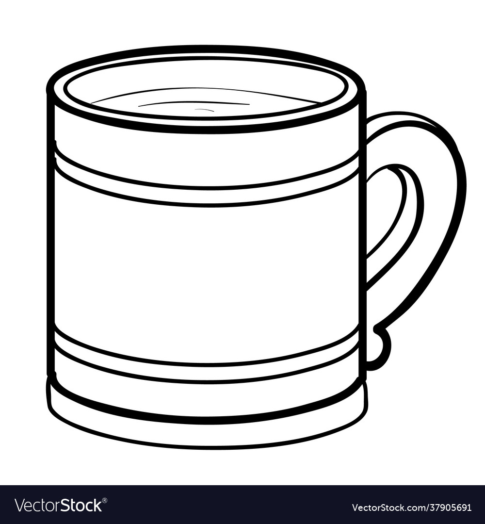 Sketch mug coloring book cartoon isolated object vector image