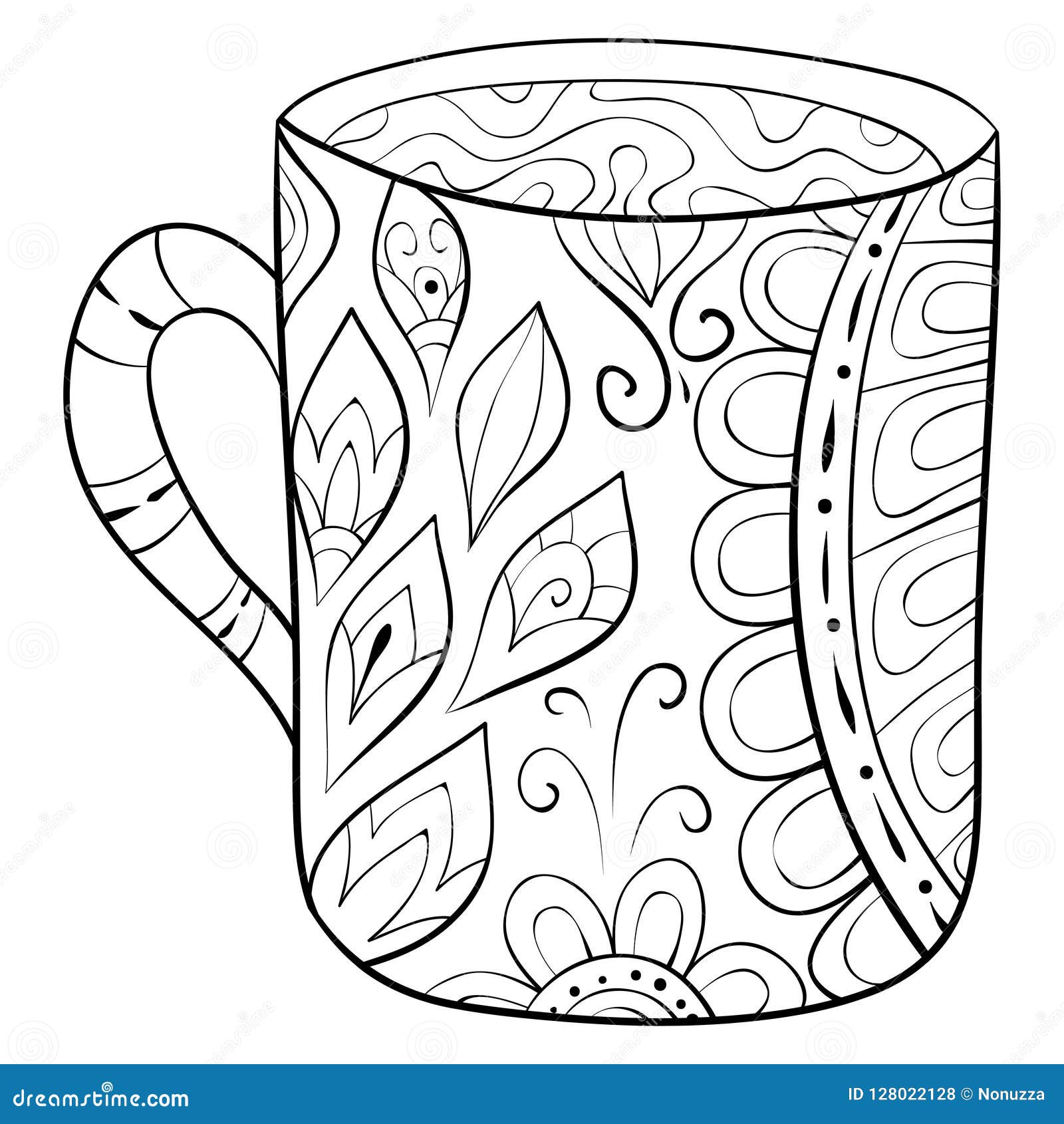 Adult coloring bookpage a cut cup for tea image for relaxing stock vector