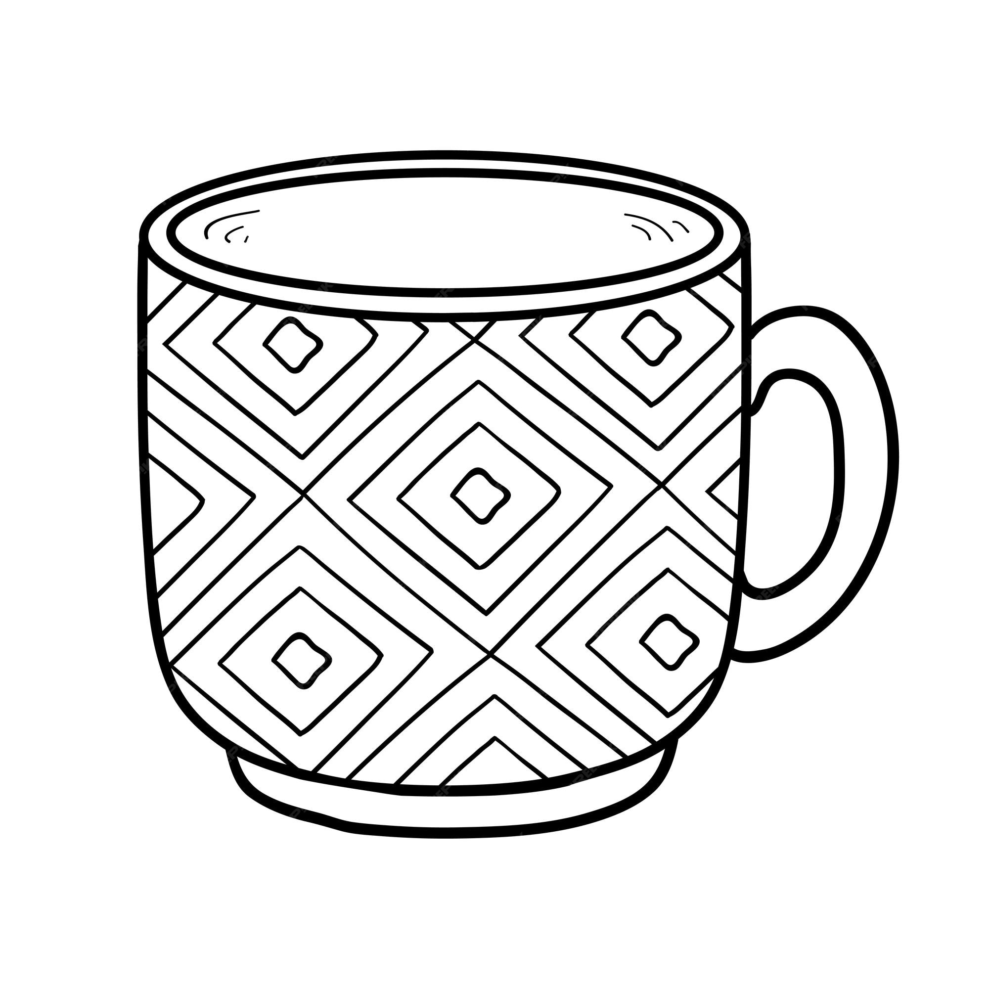 Premium vector coloring book for children cup with a geometric pattern