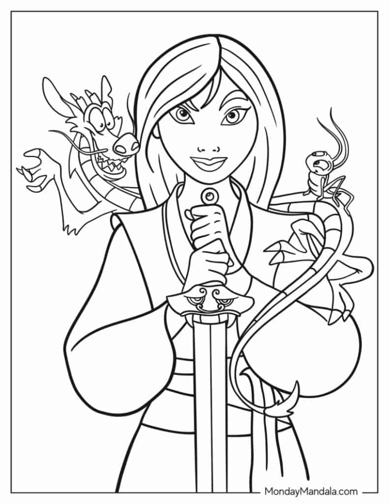 Mulan coloring pages free pdf printables