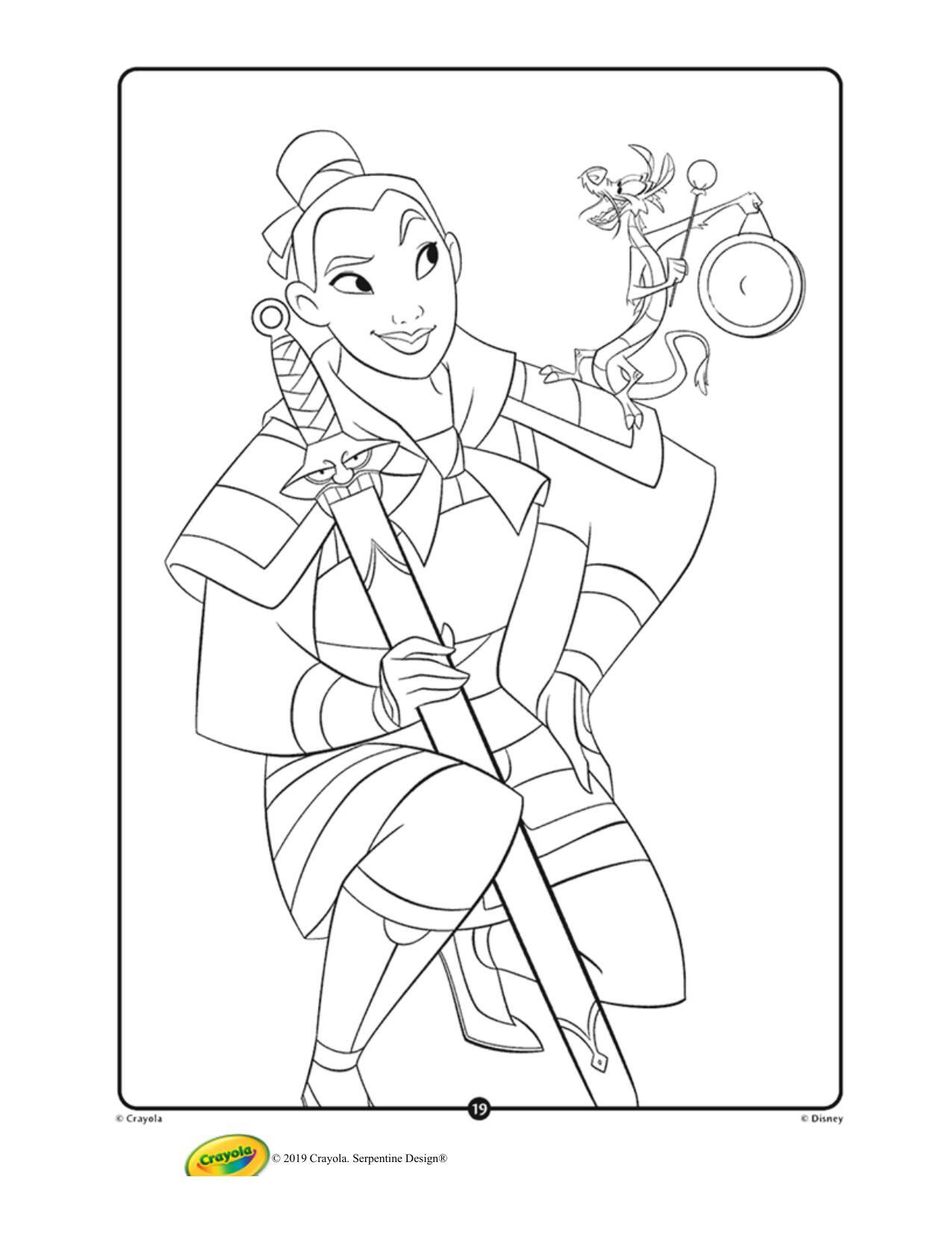 Nada disney mulan colouring page