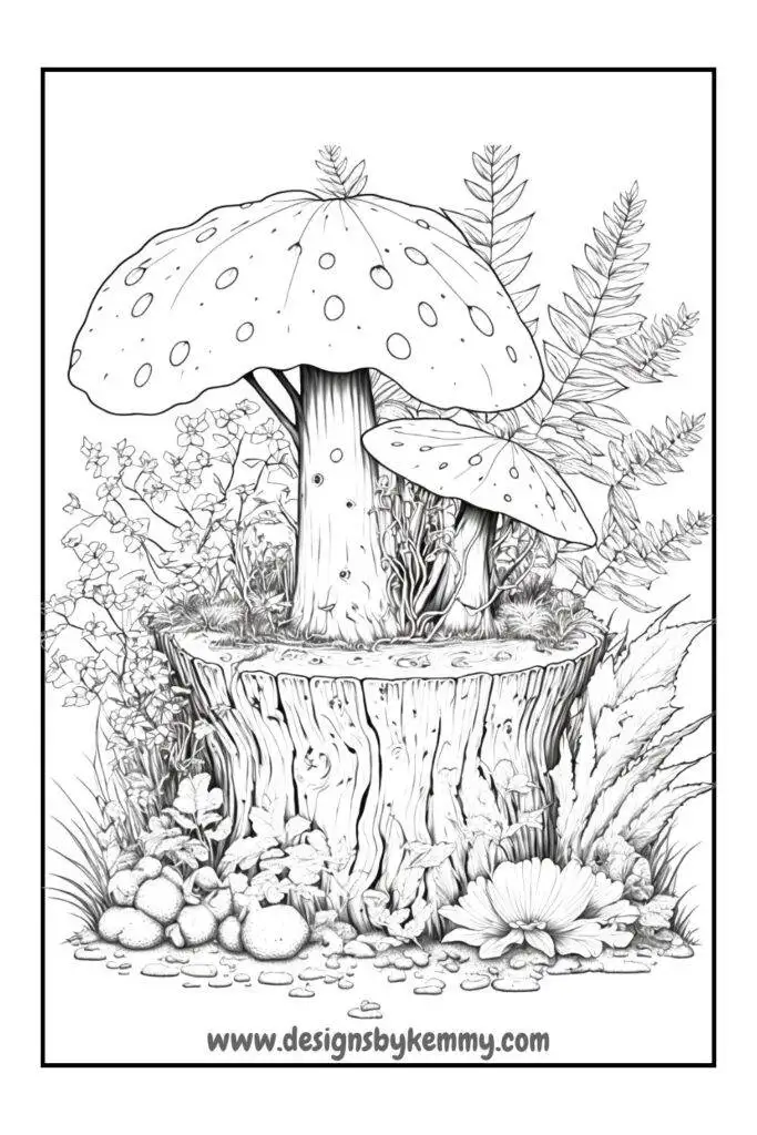 Mushroom coloring pages for adults