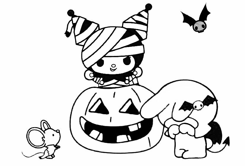 My melody and kuromi coloring page for halloween hello kitty colouring pages hello kitty coloring cute coloring pages