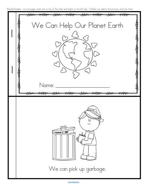 Earth day emergent reader for preschool pre
