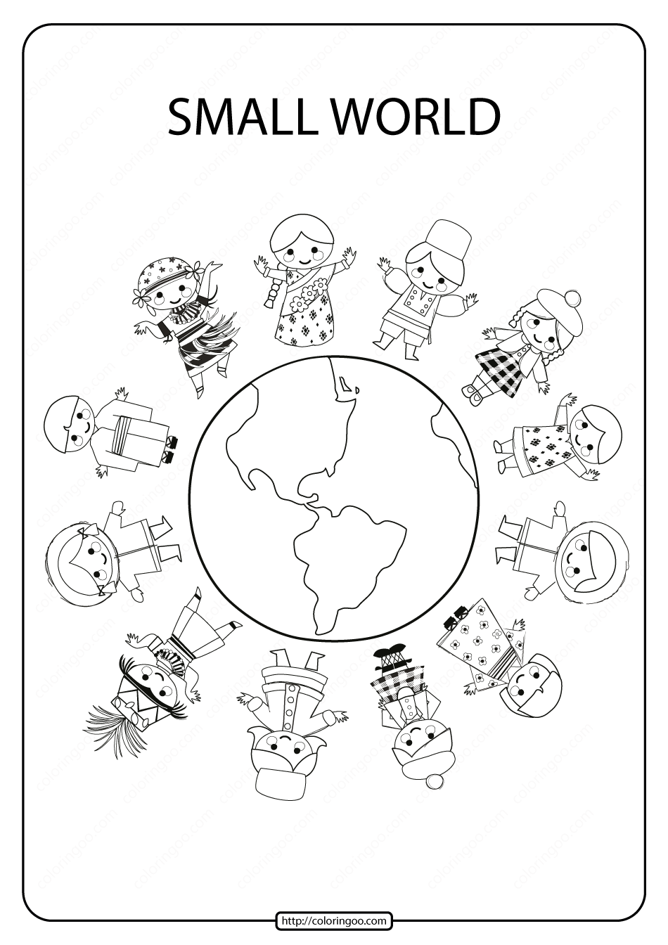 Explore the small world with this printable coloring page