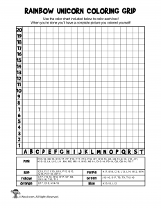 Mystery picture grid coloring pages