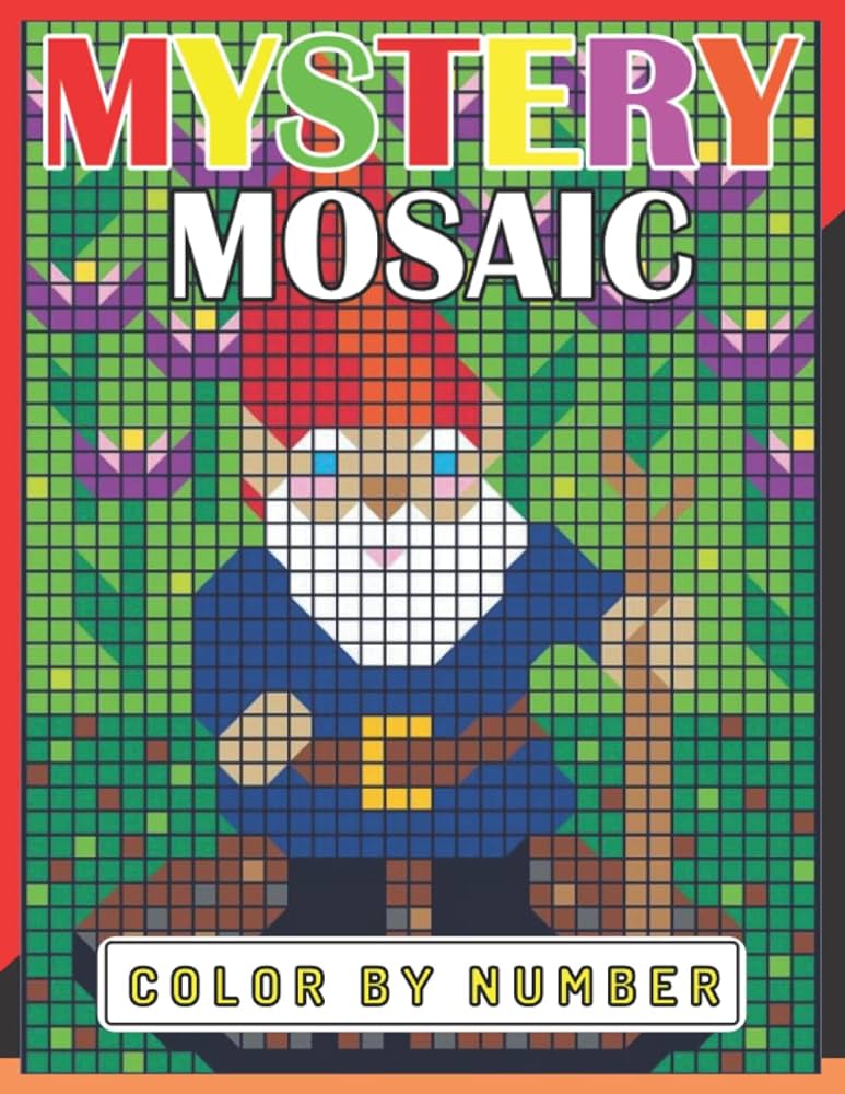 New large print mystery mosaics color by number pixel art for adults kids fun coloring pages for stress relief relaxation gift ideas book cafe jakiya art books