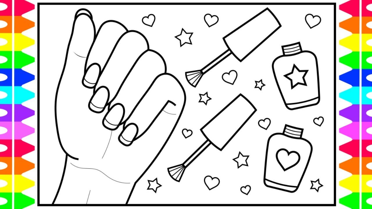 How to draw cute nails and nail polish for kids ð ðððcute nail polish drawing and coloring pages