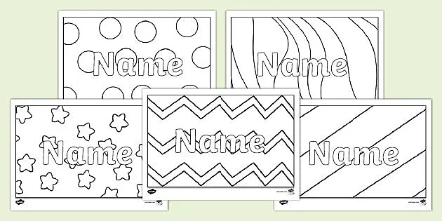 Editable name simple louring activity sheets