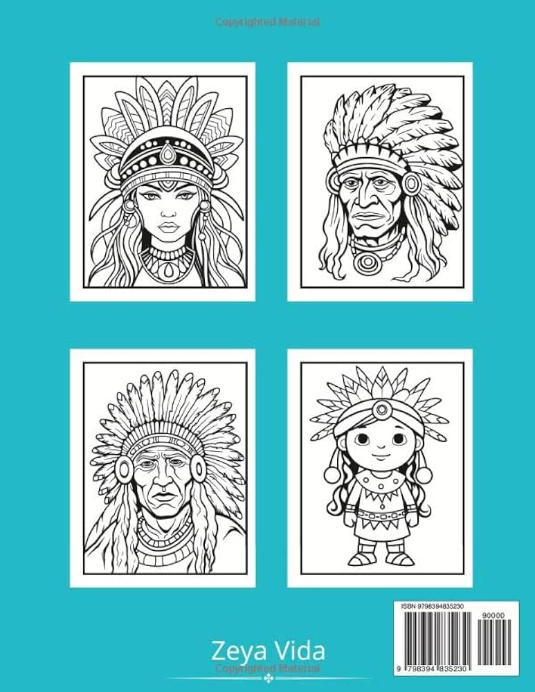 Easy large print native american coloring book simple designs for beginners adults seniors children and teens coloring pages for relaxation and stress relief vida zeya books