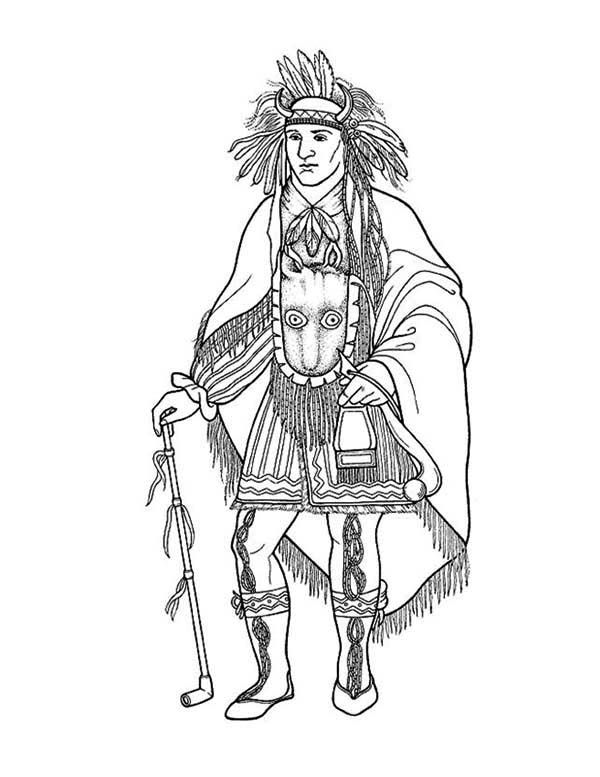 Awesome native american chief poster coloring page kids play color native american chief coloring pages native american art