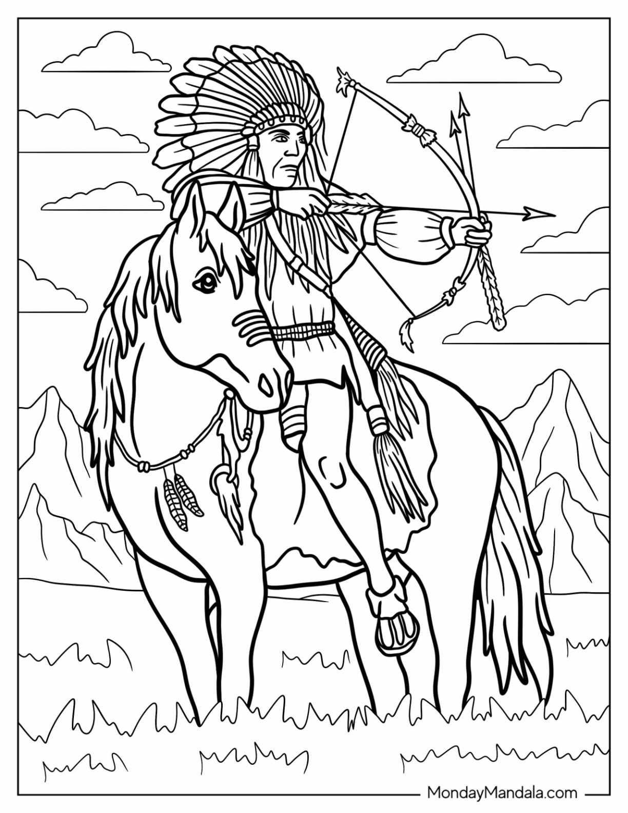 Native american coloring pages free pdf printables